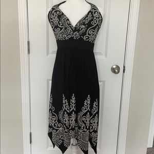 Black and White Halter Tie, Pointed Hem Dress